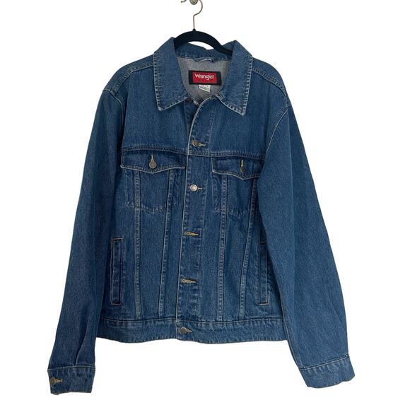 Vintage 90s Wrangler Hero Denim Jean Trucker Jacket Large - Picture 1 of 4